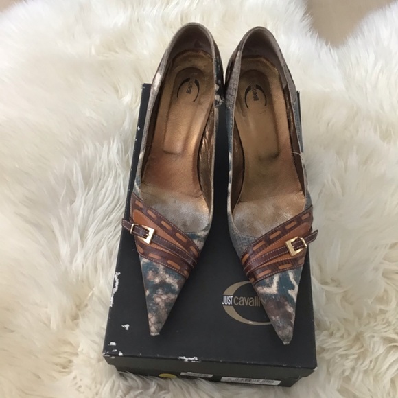Roberto Cavalli kitten heel 38 jeans pattern - Picture 2 of 10